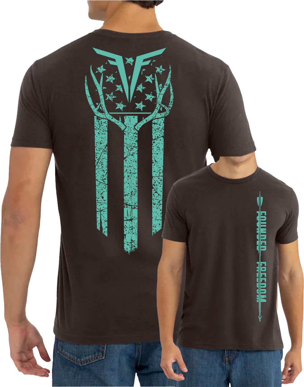 Patriotic Antler Flag Banner Tee - Symbol of Freedom | Founded Freedom
