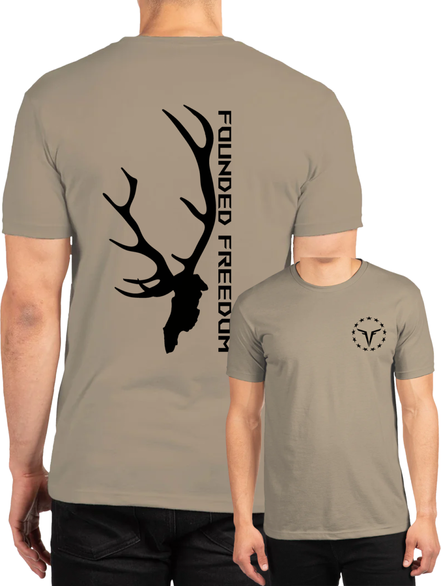 Euro Elk Silhouette Tee / Patriotic Apparel for Hunters