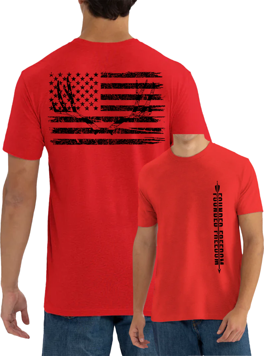 Antler Flag Tee / Patriotic Apparel for Hunting Enthusiasts