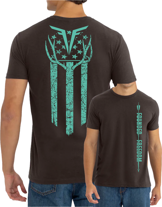 Patriotic Antler Flag Banner Tee - Symbol of Freedom | Founded Freedom