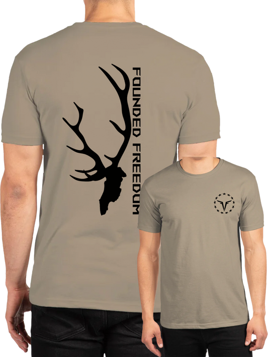 Euro Elk Silhouette Tee / Patriotic Apparel for Hunters