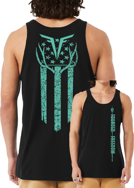 Patriotic Antler Flag Banner Tank