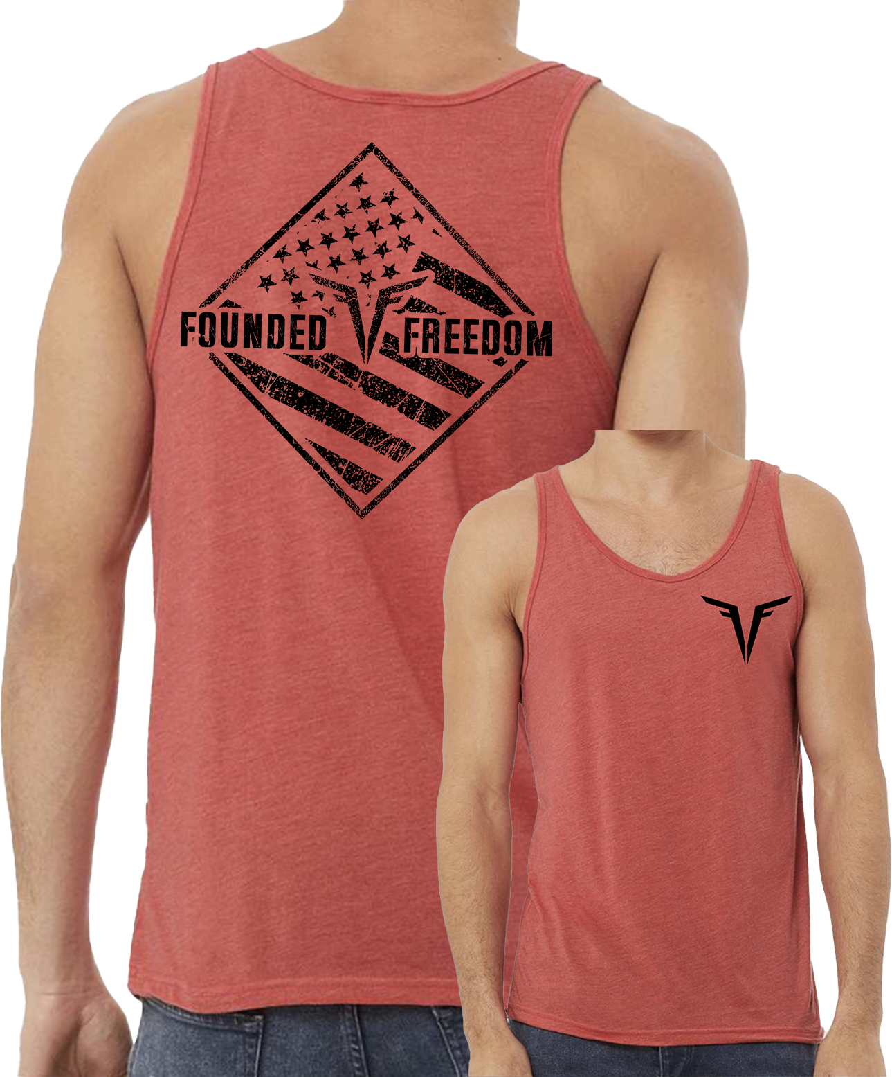 Patriotic Diamond Flag Tank / Founded Freedom