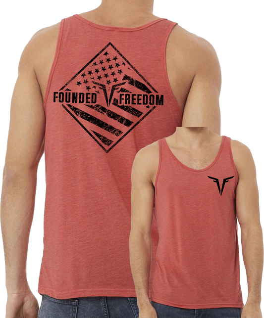 Patriotic Diamond Flag Tank / Founded Freedom
